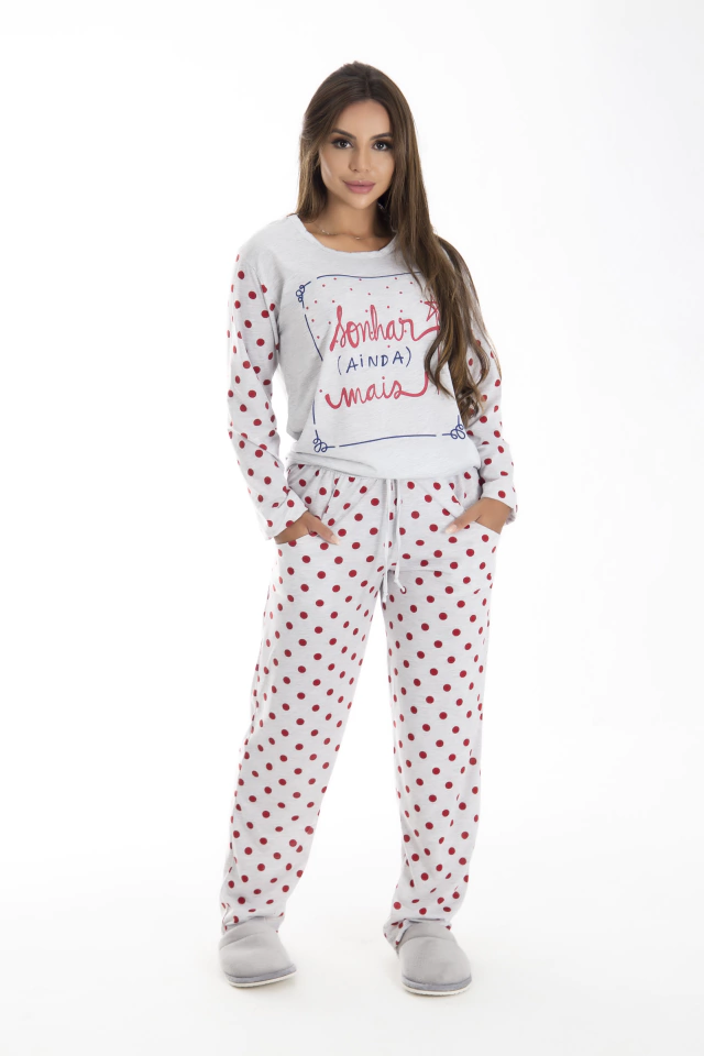 Pijama Longo Feminino com bolso