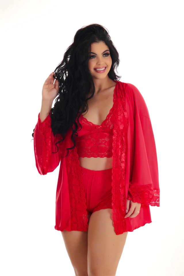 Conjunto de baby doll com robe